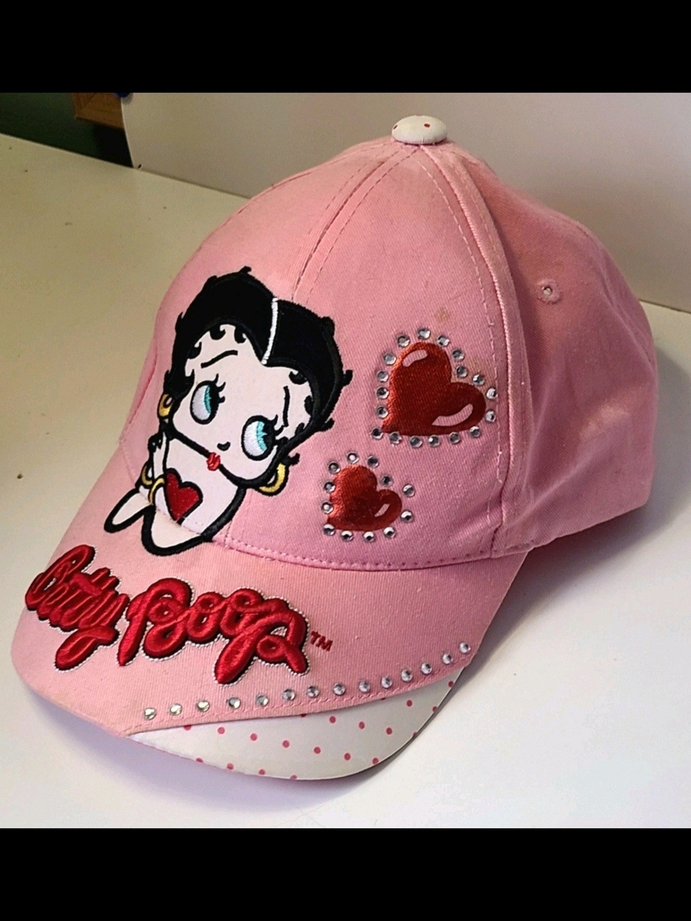 Betty Boop Pink Embroidered Baseball Cap - Picture 4 of 5